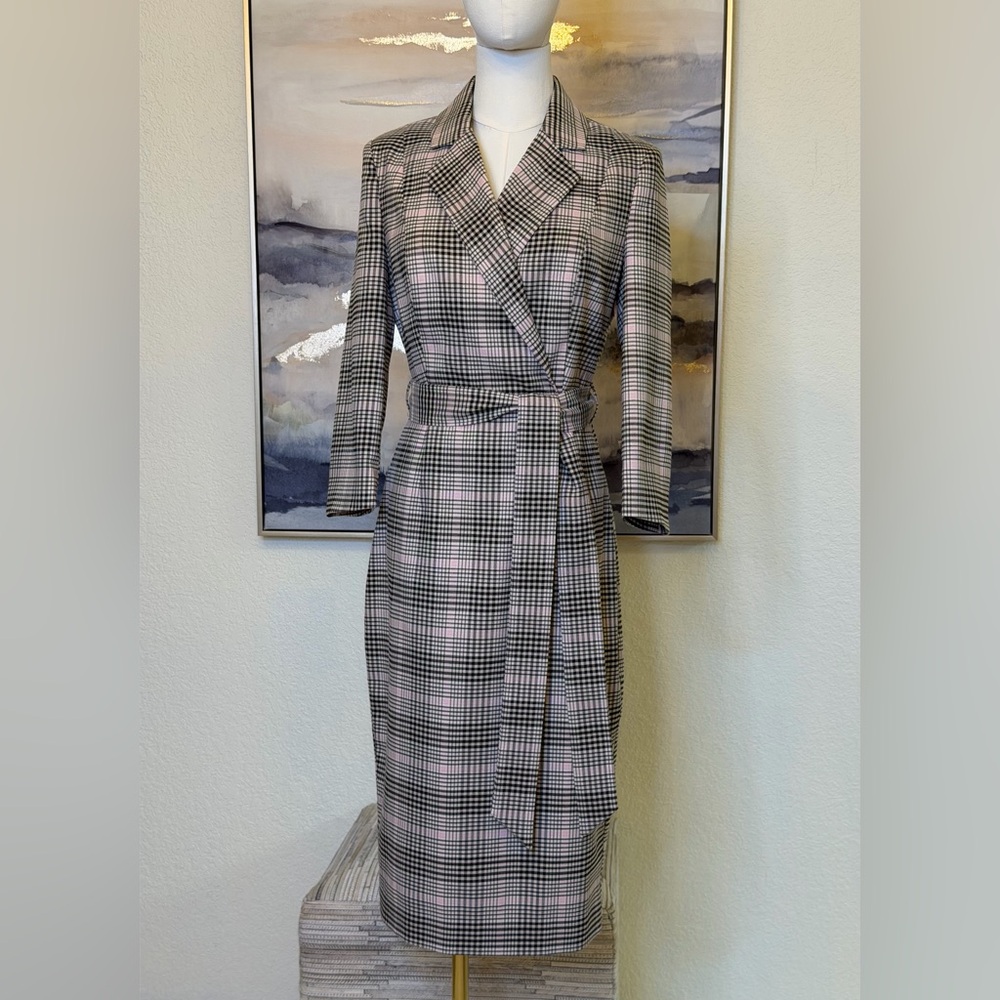 NWT Alexia Admor Black and Pastel Pink/Cream Plaid Midi Dress